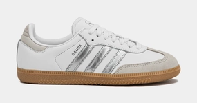 Samba OG Womens Lifestyle Shoes (White/Silver Metallic/Grey One) Adidas Samba shoes with iconic T-toe design