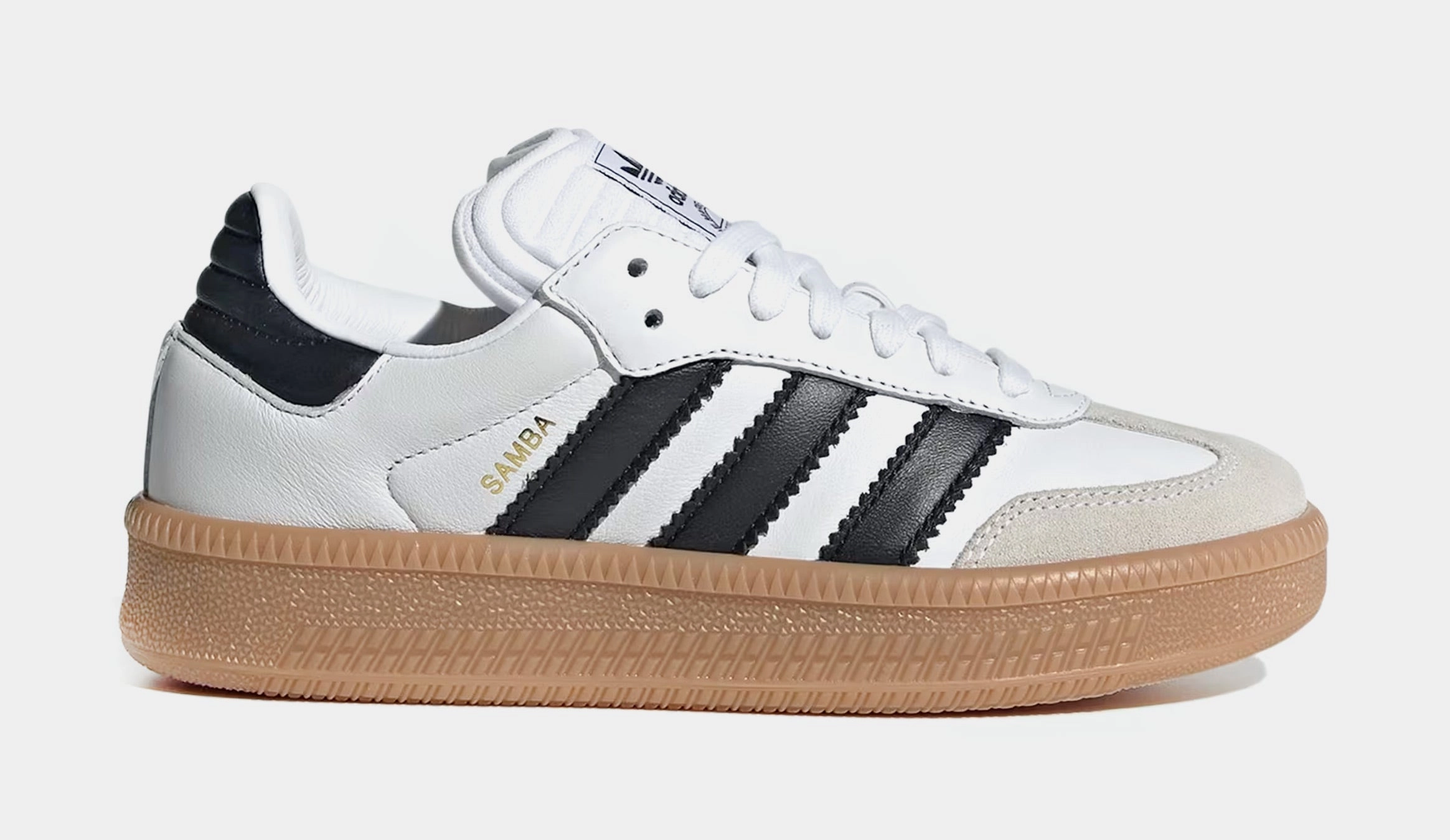 Samba XLG Grade School Lifestyle Shoes (White/Black) Adidas Samba XLG chunky retro-inspired sneakers