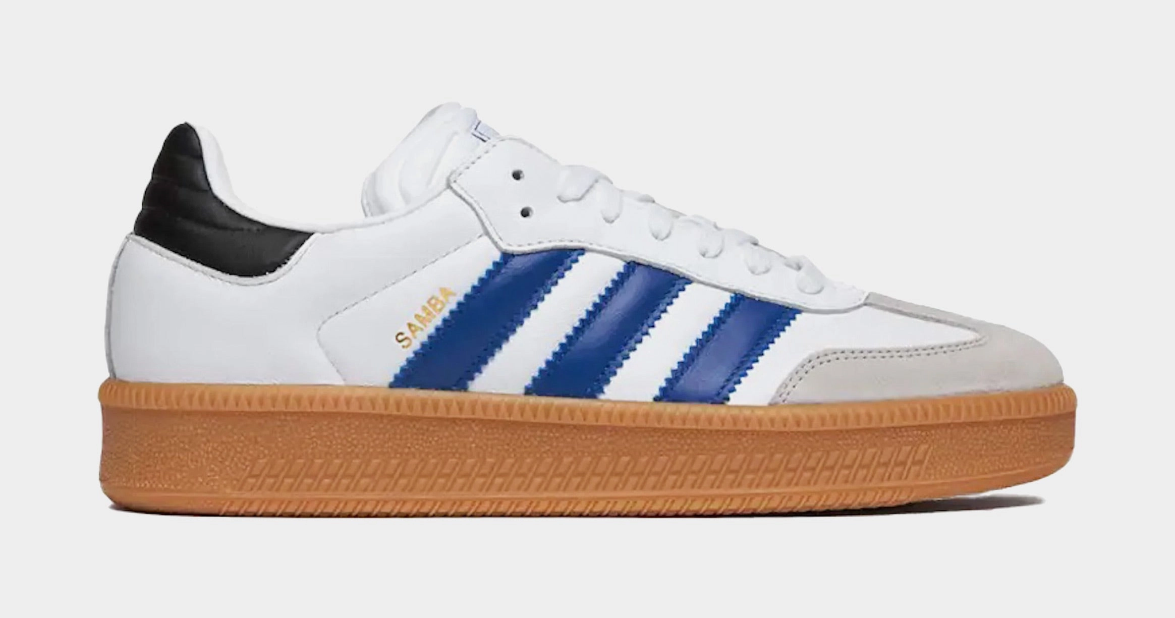 Samba XLG Mens Lifestyle Shoes (White/Royal Blue/Gum) Adidas Samba shoes with iconic T-toe design