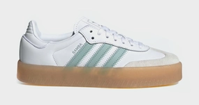 Sambae Womens Lifestyle Shoes (Cloud White/Wonder Blue/Off White) Adidas Samba shoes with iconic T-toe design