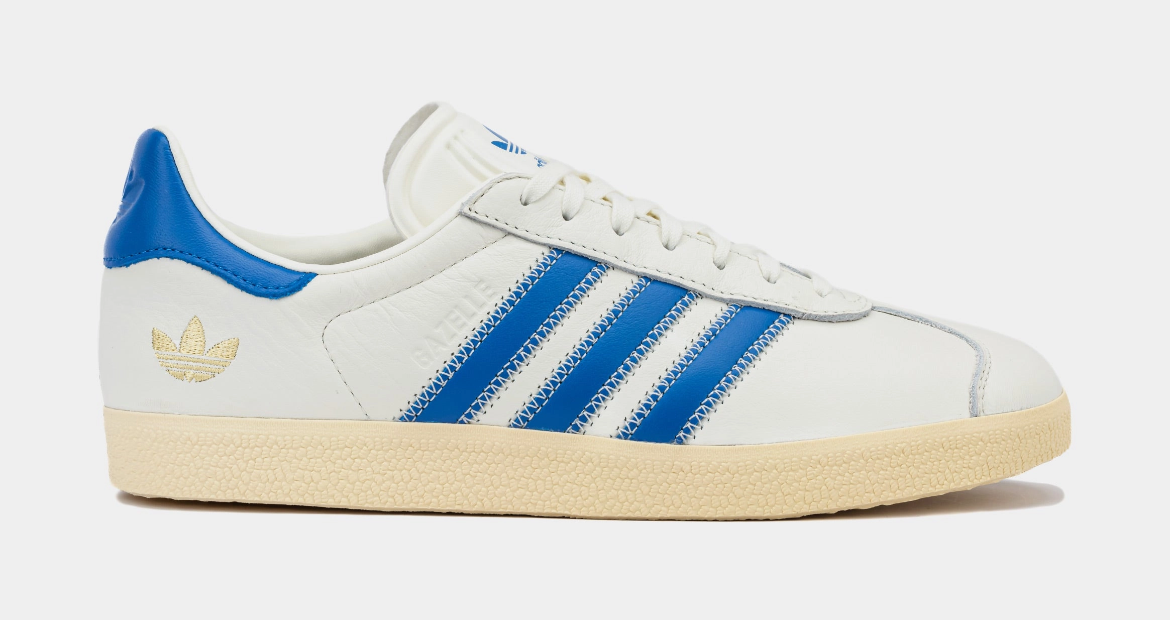 Shoe Palace Exclusive Gazelle Mens Lifestyle Shoes (Ivory/Bold Blue) Adidas Gazelle vintage-inspired casual sneakers