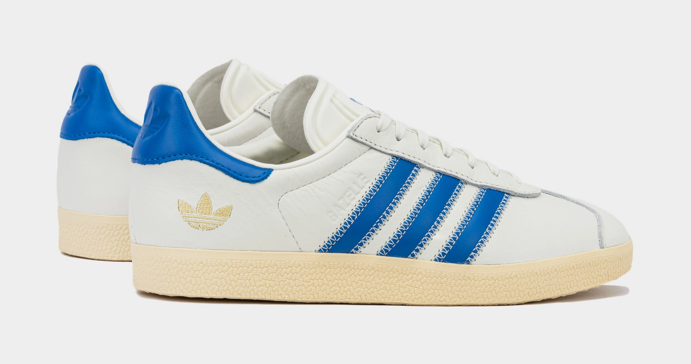 Shoe Palace Exclusive Gazelle Mens Lifestyle Shoes (Ivory/Bold Blue) Old-school fashion sneakers