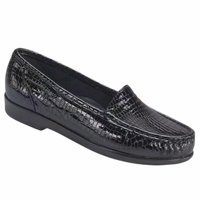 Simplify - Black Croc SAS comfort walking shoes with supportive build
