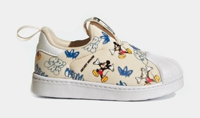 Superstar 360 x Disney Mickey Infant Toddler Lifestyle Shoes (Wonder White/Blue) Adidas Superstar shell-toe sneakers with timeless appeal