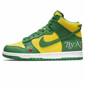 Supreme x Nike Dunk High SB 'By Any Means - Brazil' Nike SB skate shoes with padded support and grip