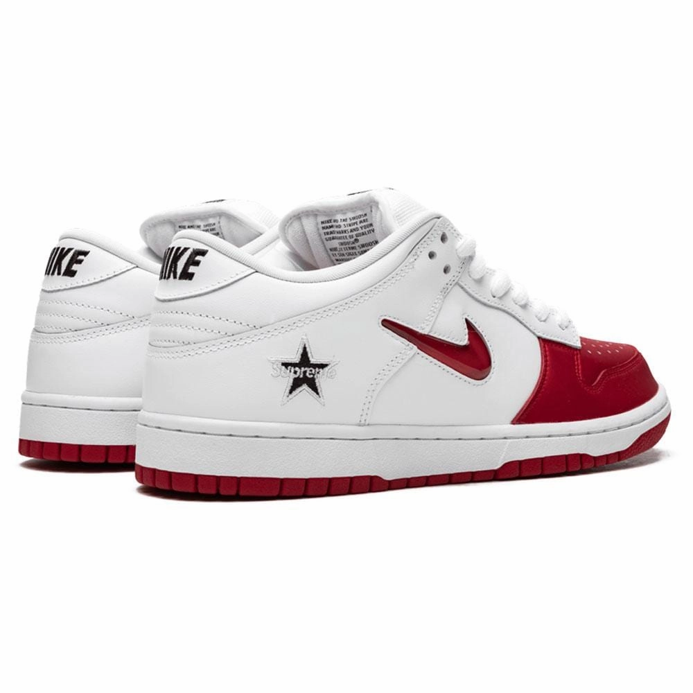 Supreme x Nike SB Dunk Low Red White Nike SB skateboarding shoes
