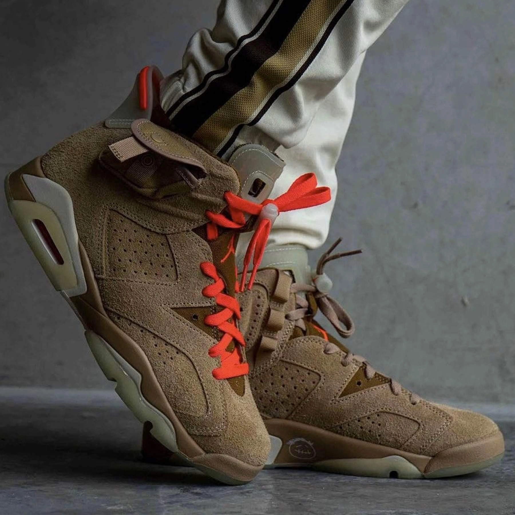 Travis Scott x Air Jordan 6 Retro 'British Khaki' Responsive game-time sneakers