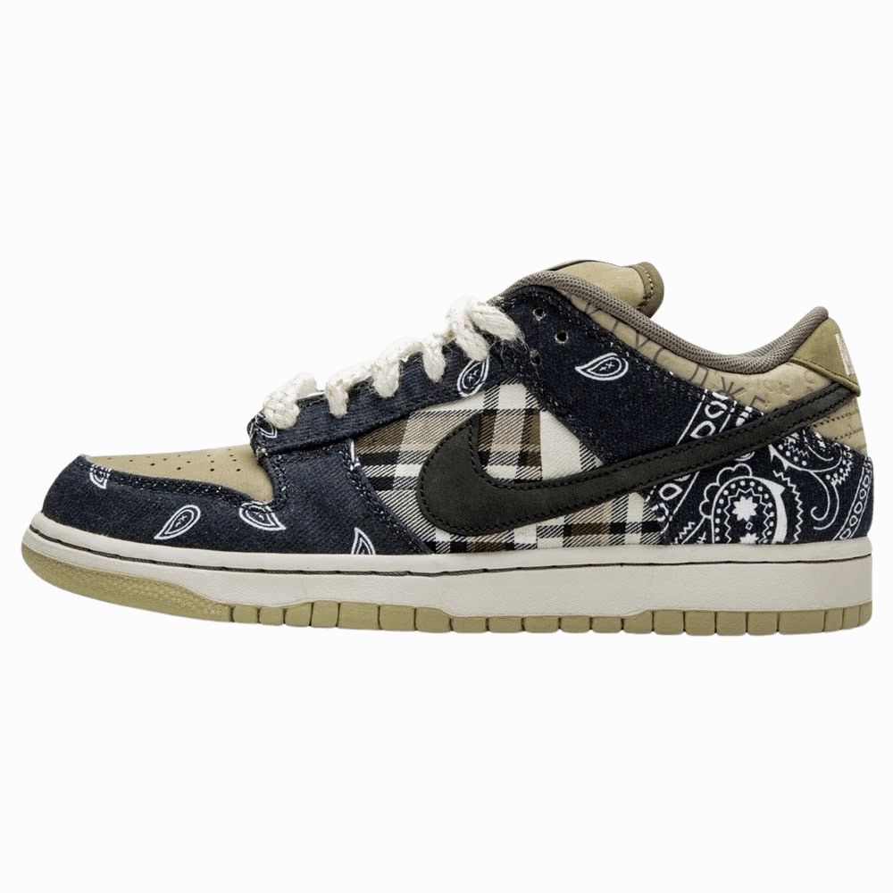 Travis Scott x Nike SB Dunk Low Cactus Jack Nike SB skate shoes with padded support and grip