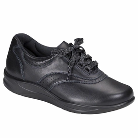 Walk Easy - Black Leather SAS comfort walking shoes with supportive build
