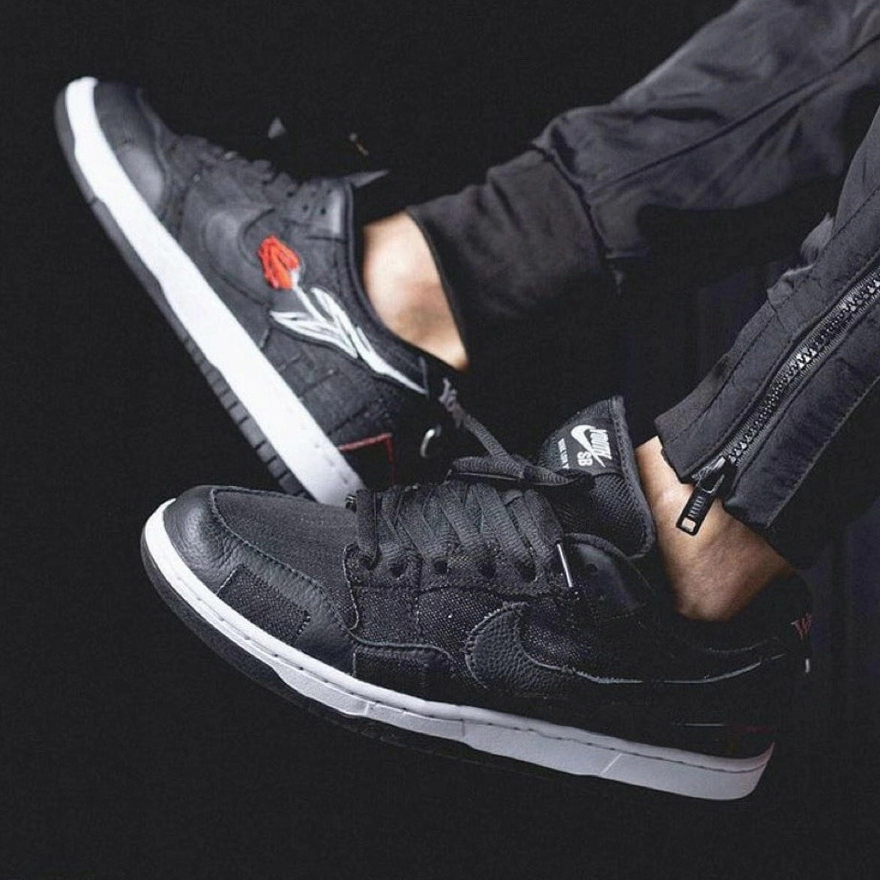 Wasted Youth x Nike Dunk Low SB 'Black Denim' Nike SB skateboarding shoes