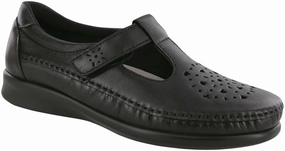 Willow - Black Smooth SAS comfort walking shoes with supportive build