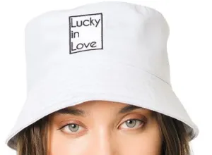 Women's Lucky in Love Lucky Bucket Hat - White/Pink Clothing Lucky In Love Women